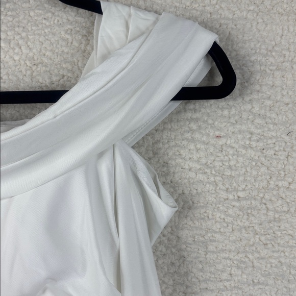 NWOT Mac Duggal Womens White Jeweled Long Sleeve Drop Shoulder Gown Size 0 - Picture 6 of 16